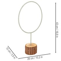 tételeket Dekoratív fémgyűrű fa állványon asztaldísznek, 43 cm