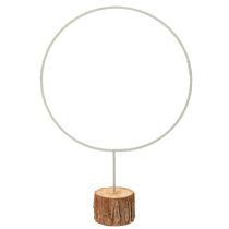 tételeket Dekoratív kerek gyűrű fa talpon, fém, szárított virágokhoz, 52cm