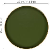 tételeket Dekoratív tálca zöld színben, arany szegéllyel, modern, 30 cm