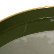 tételeket Dekoratív tálca zöld színben, arany szegéllyel, modern, 30 cm