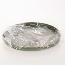 tételeket Dekoratív tálca zöld színben, arany szegéllyel, modern, 30 cm