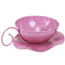 tételeket Fém bögre Ø16cm M9cm Dekoratív bögre csészealjjal Rózsaszín 2db