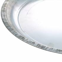 Dekoratív lemez fém ezüst fényes Ø34cm H3cm