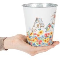 tételeket Fém kaspó motívummal, virágtartó madárházakkal, fémvödör, H13cm Ø11.5cm