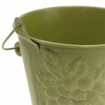 tételeket Dekoratív vödör gyümölcs mosott sárga, narancssárga, zöld Ø15cm H14cm 3 db-os készlet