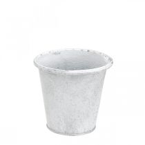 Díszes cserep, ültető, fém edény fehér Ø15,5cm H14,5cm