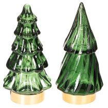 tételeket Üveg karácsonyfa LED fényekkel, asztaldísz, karácsony, 13 cm, 2 darab