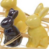 Mini húsvéti nyuszik, kerámia nyuszi keverék, tavaszi dekoráció színes H5,5/5/4cm 5 db-os készlet
