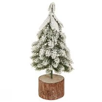 tételeket Mini karácsonyfa fa talp zöld fehér Ø8cm H18cm 3db