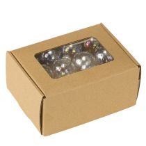 tételeket Mini karácsonyi üveggömbök, irizáló, átlátszó, 3 cm, 22 darab