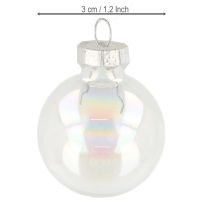 tételeket Mini karácsonyi üveggömbök, irizáló, átlátszó, 3 cm, 22 darab