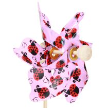 tételeket Mini Szélmalom Katicabogár Dekoráció Fehér Lila Ø8cm 12 Db