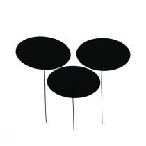 tételeket Mini Palatábla fekete ovális fém dugó 7,5x4,5 cm 12db
