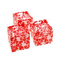 Mini táskák műanyag piros 6,5cm x 6,5cm 12db