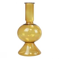 Mini váza sárga üvegváza virágváza üveg Ø8cm H16,5cm