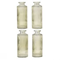 tételeket Mini vázák üveg hornyokkal retro virágváza zöld Ø5cm 4db