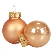 tételeket Mini karácsonyi golyók üveg sárgabarack fényes/matrac Ø2,5cm 20db
