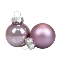 Mini karácsonyi labdák üveg lila lila fényes/matt Ø2,5cm 20db