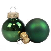Mini karácsonyi labdák üvegzöld fényes/matt Ø2,5cm 20db