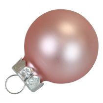 Mini karácsonyi labdák üveg rózsaszín matt/fényes Ø2,5cm 20db