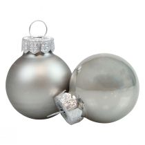 Mini karácsonyi golyók üveg ezüst fényes/matt Ø2,5cm 20db