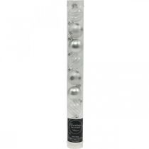 tételeket Mini karácsonyi golyók fehér, ezüst valódi üveg Ø3cm 9 db