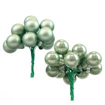 Mini karácsonyi labdák drótüvegen zöld Ø2,5cm 140db