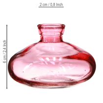 tételeket Mini üvegvázák, hagyma alakú, lapos rózsaszín árnyalatú Ø9cm M6cm 6 db