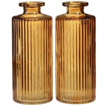 tételeket Mini üvegvázák narancssárga színben, barázdált díszítéssel, M13cm 6 db