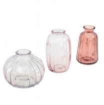 tételeket Mini vázák üveg dekoratív vázák virágvázák H8,5-11cm 3 db-os készlet