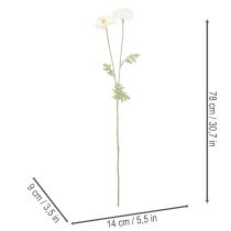 tételeket Műpipacs, fehér, hosszú szárú, 78 cm, 3 darab