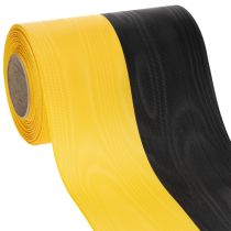 tételeket Moiré koszorú szalag 150mm sárga-fekete - gyászszalag, öv, dekoráció, klubszalag - 25m-es tekercs