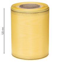 tételeket Moiré koszorú szalag, sárga, arany szegéllyel, 125mm x 25m - Kiváló minőségű gyászszalag, díszszalag, masni szalag