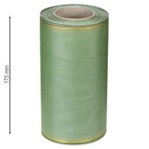tételeket Moiré koszorú szalag zsályazöld arany szegéllyel - 175mm x 25m - díszszalag virágkötészethez és ünnepségekre