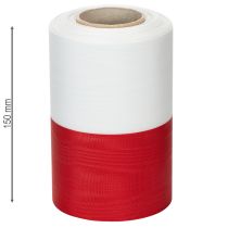 tételeket Moiré koszorú szalag, gyászszalag fehér-piros, díszszalag 150mm, emlékszalag gyászfleur, acetát taft 25m