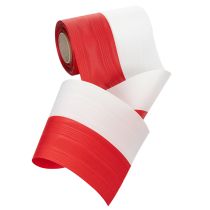 tételeket Moiré koszorú szalag, gyászszalag fehér-piros, díszszalag 150mm, emlékszalag gyászfleur, acetát taft 25m