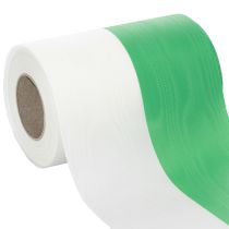 tételeket Moiré koszorú szalag zöld-fehér 150mm, díszszalag, masni szalag, taft minőségű 25m