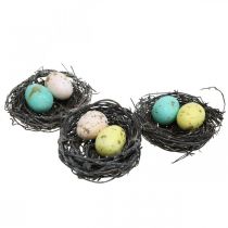 Mini húsvéti kosár pasztell tojásokkal Színes húsvéti díszek Ø6cm 12 db