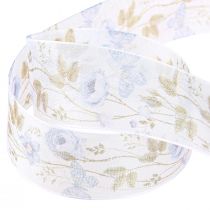 tételeket Organza szalag virágok kék dekorációs szalag organza szövet 40mm 15m