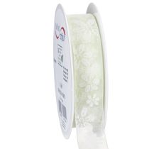 tételeket Organza szalag, virágmintás, ajándék szalag, zöld, 25mm, 18m
