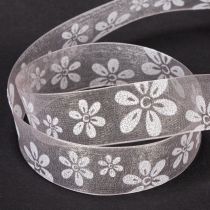 tételeket Organza szalag, virágmintás ajándék szalag, rózsaszín, 25mm, 18m