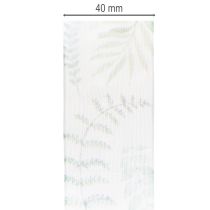 tételeket Organza szalag, sifon szalag, leveles ágak, zöld, 40mm, 15m