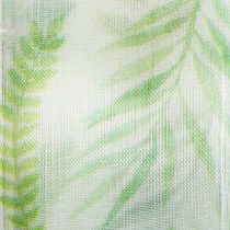 tételeket Organza szalag, sifon szalag, zöld színű, levélkagylókkal, 40 mm széles, 15 m hosszú