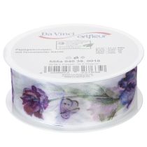 tételeket Organza szalag, sifon szalag, papagáj tulipánok, lila, 40mm, 18m