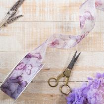 tételeket Organza szalag, sifon szalag, pillangók, lila, 40mm, 18m