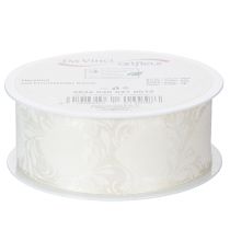 tételeket Organza szalag, krémszínű, szívecskés díszszalag, 40 mm széles, 15 m hosszú