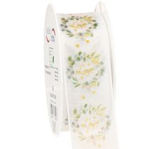 tételeket Organza szalag esküvői dekorációhoz „Szerelem” fehér 40mm 15m