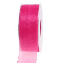 tételeket Organza szalag ajándék szalag rózsaszín szalag szegély 40mm 50m