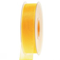 tételeket Organza szalag ajándék szalag sárga szalag szegély 25mm 50m