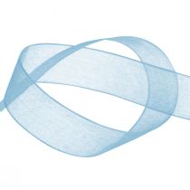 tételeket Organza szalag ajándék szalag világoskék szalag kék szegély 6mm 50m